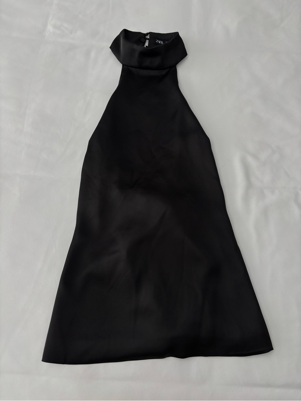 zara black high neck satin top